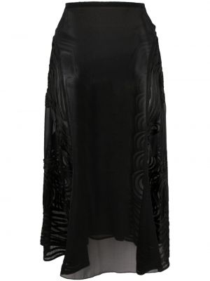 Průsvitné hedvábné rozšířená sukně s vysokým pasem Jean Paul Gaultier Pre-owned - černá