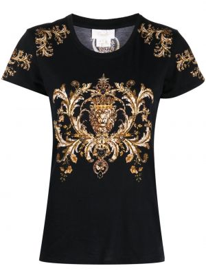 Βαμβακερή μπλούζα με σχέδιο Camilla μαύρο