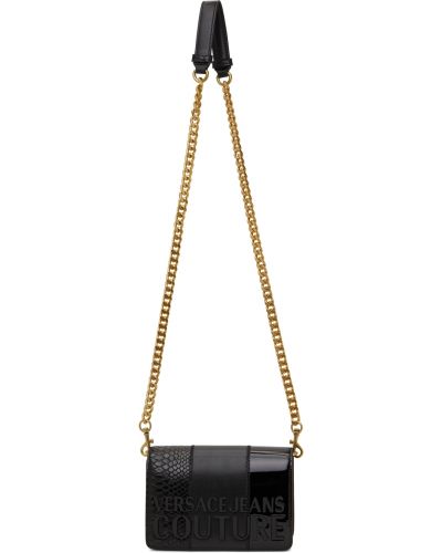 Джинсовая на плечо сумка с нашивками Versace Jeans Couture