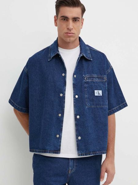 Traper košulja bootcut Calvin Klein Jeans plava