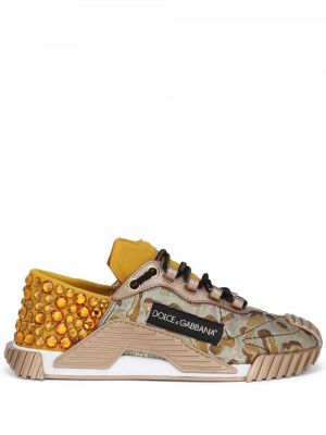 Кроссовки с заплатками Dolce & Gabbana, желтые