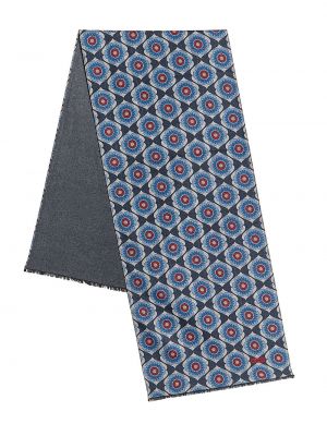 Шелковый шарф в цветочек Kiton синий