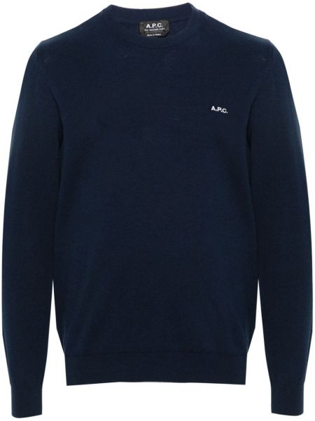 Пуловер бродиран A.p.c. синьо