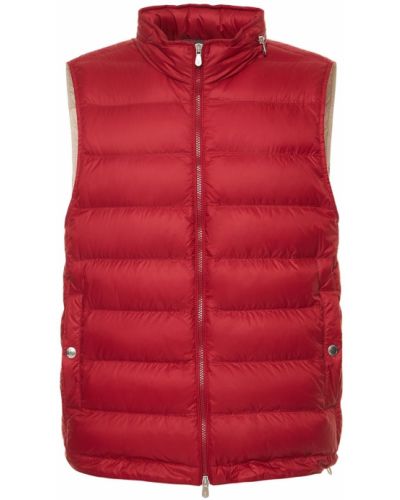 Péřová vesta z nylonu Brunello Cucinelli červená