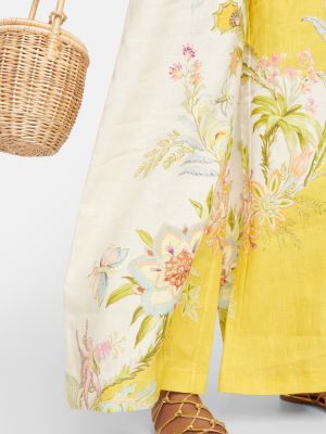 Lanene hlače s cvetličnim vzorcem Alemais