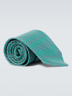 Cravatta di seta con stampa Brioni verde