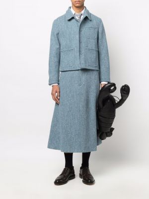 Mohair woll jacke mit geknöpfter Thom Browne blau