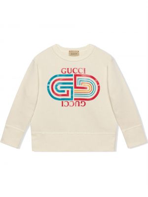 Retro trykt hettegenser for jenter Gucci Kids hvit