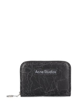 Δερμάτινος πορτοφόλι με φερμουάρ Acne Studios μαύρο