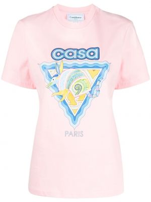T-shirt con stampa Casablanca rosa