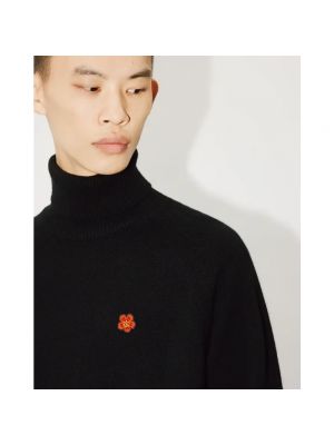 Jersey cuello alto de flores con cuello alto de tela jersey Kenzo negro