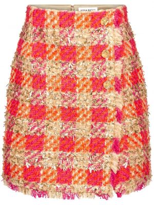 Mini spódniczka w kratkę tweedowa Nina Ricci pomarańczowa