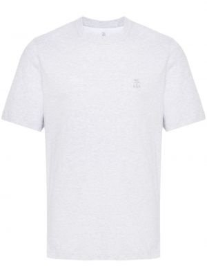T-shirt brodé en coton Brunello Cucinelli gris
