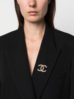 Broša ar pērļu ar kristāliem Chanel Pre-owned zelts