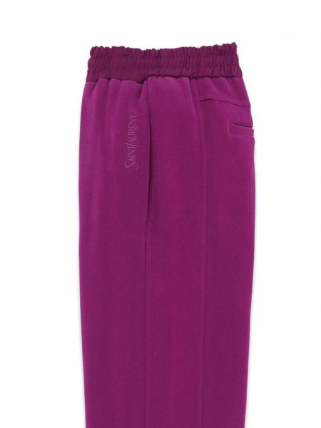 Bavlněné sportovní kalhoty s výšivkou Saint Laurent fialové