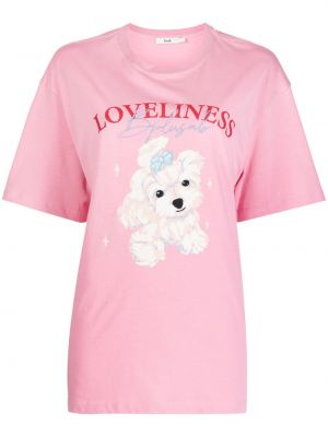 Koszulka bawełniana z nadrukiem B+ab różowa