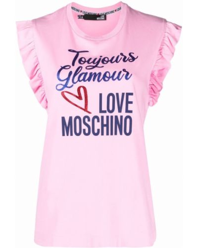 Camiseta con volantes Love Moschino rosa