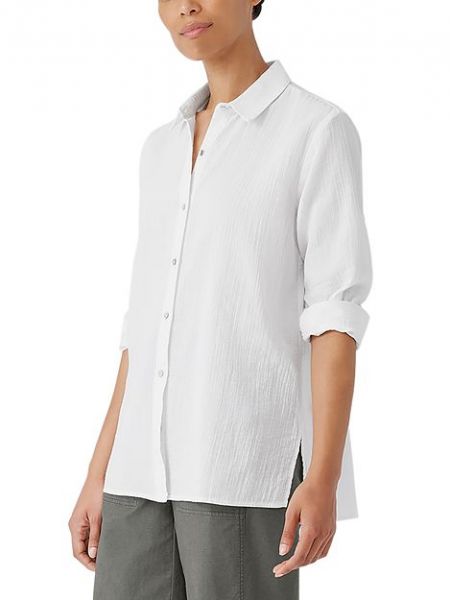 Классическая хлопковая рубашка Eileen Fisher белая