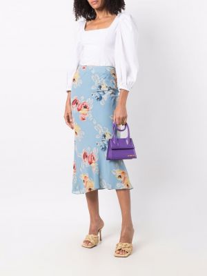 Falda de cintura alta de flores Christian Dior azul