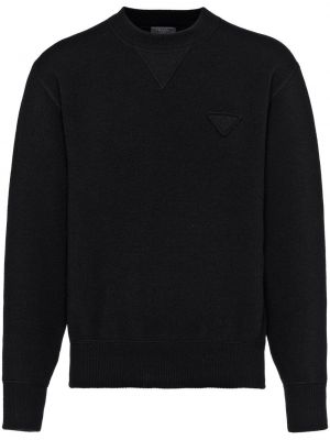 Кашмирен пуловер с кръгло деколте Prada черно