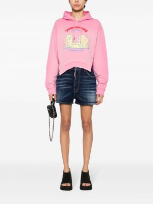 Raštuotas džemperis su gobtuvu Dsquared2 rožinė