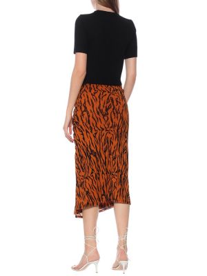 Dlhá sukňa so sieťovinou Diane Von Furstenberg oranžová