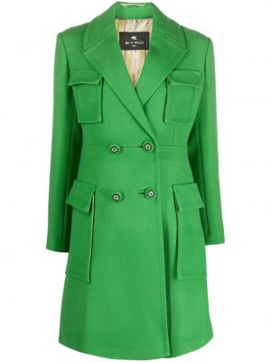 Vlněný kabát Etro zelený