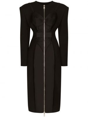 Vlněná bunda na zip s dlouhými rukávy Dolce & Gabbana - černá
