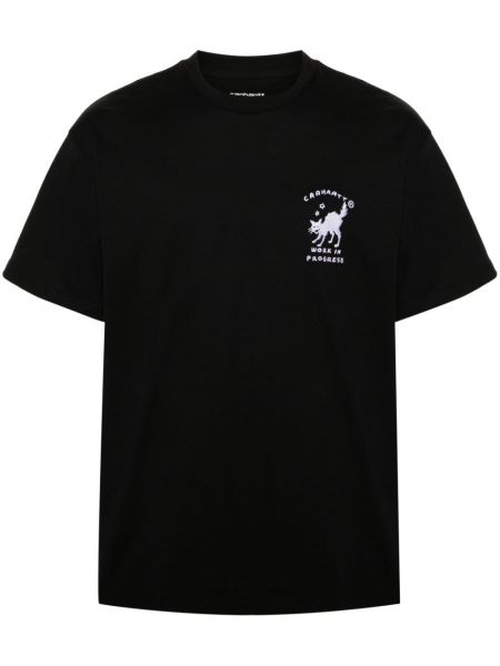 Kokvilnas t-krekls ar izšuvumiem Carhartt Wip melns