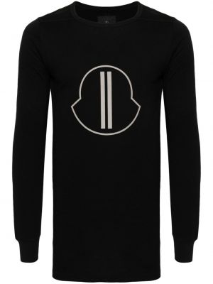 Βαμβακερή μπλούζα με σχέδιο Moncler + Rick Owens μαύρο