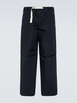 Bavlněné kalhoty na zip Jil Sander modré