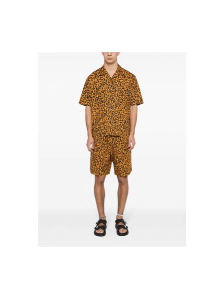 Leinen shorts mit leopardenmuster Palm Angels orange