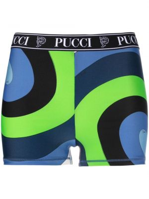 Shorts de sport à imprimé Pucci bleu