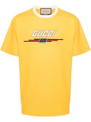 Βαμβακερή μπλούζα Gucci κίτρινο