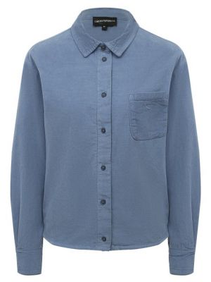 Хлопковая рубашка Emporio Armani синяя