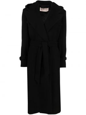 Μάλλινο παλτό με κουκούλα Alexandre Vauthier μαύρο