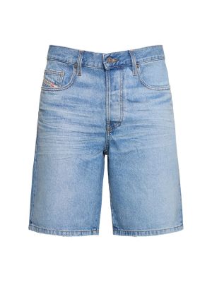 Kratke jeans hlače iz viskoze Diesel modra