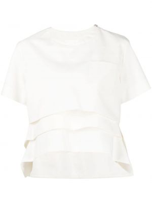 T-shirt con cerniera Sacai bianco
