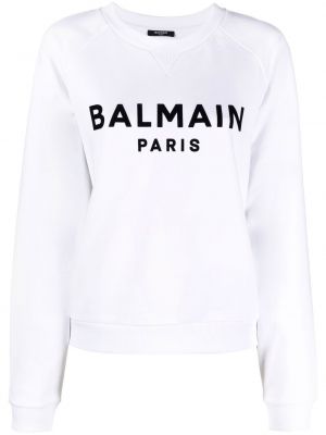 Trykt bomull sweatshirt Balmain hvit