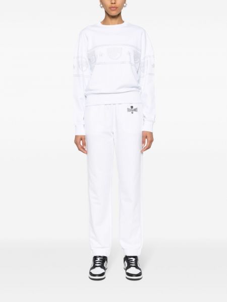 Bavlněné sportovní kalhoty s výšivkou Chiara Ferragni bílé