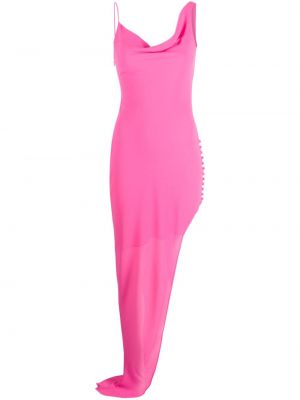 Aszimmetrikus hosszú ruha De La Vali rózsaszín