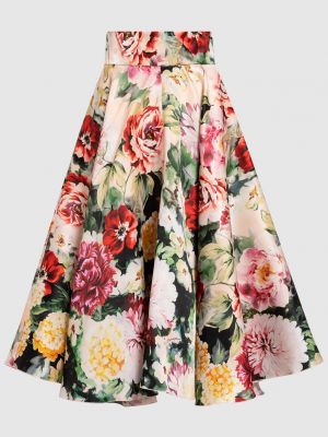 Шелковая юбка миди в цветочек с принтом Dolce&gabbana