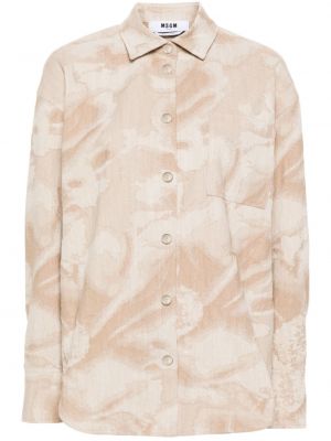 Bavlnená košeľa s potlačou s abstraktným vzorom Msgm béžová