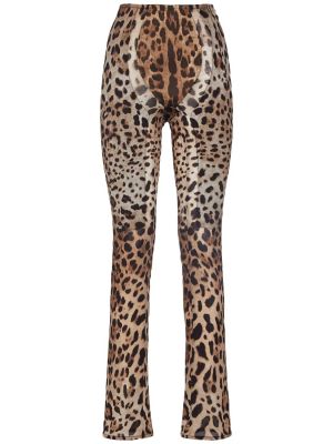Rovné nohavice s potlačou s leopardím vzorom Dolce & Gabbana