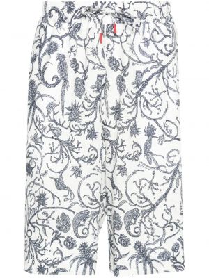 Lanene bermuda kratke hlače s cvjetnim printom s printom Kiton