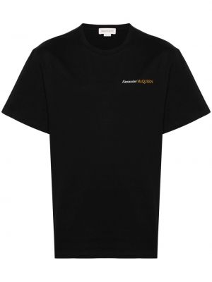 T-shirt mit stickerei aus baumwoll Alexander Mcqueen schwarz