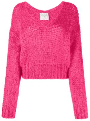 Pull en tricot à col v Forte Forte rose