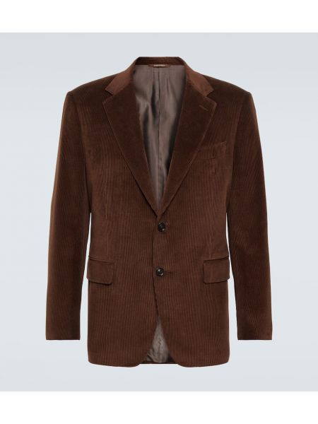 Blazer di velluto a coste di cachemire di cotone Canali marrone