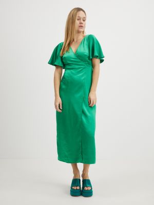 Saténové šaty Vila zelené