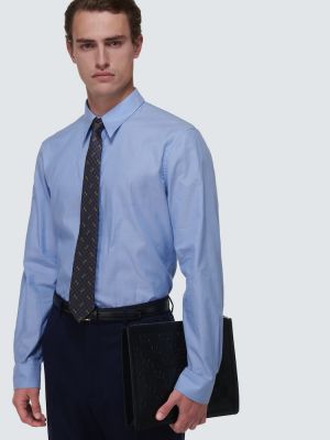 Žakárová hedvábná kravata Gucci modrá